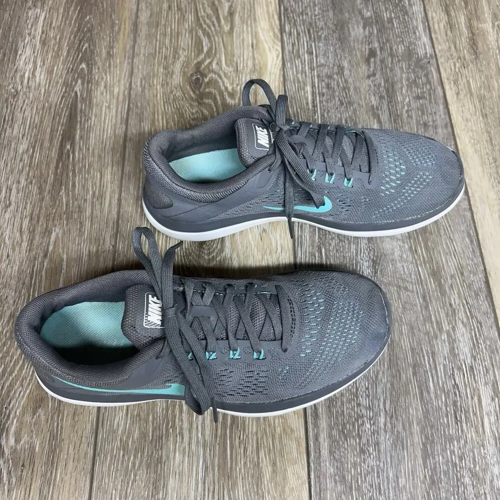 Nike Flex Women's US Size 7.5 830751-013 Gray Aqua Blue Running Sneaker Shoes